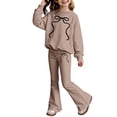 thumbnail image 3 of Tiijoy Outfits for Girls Bow Print O-Neck Sweatshirt and Flared Pants Set, Sizes 3-10, 3 of 3