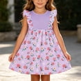 thumbnail image 2 of Bxsruta Girls Floral Print Sleeveless Casual Dress with Ruffle Shoulder Detail Soft Cotton Daily Wear for Toddler and Preschool Kids Outdoor Play Family Gatherings Summer Comfortable, 2 of 8