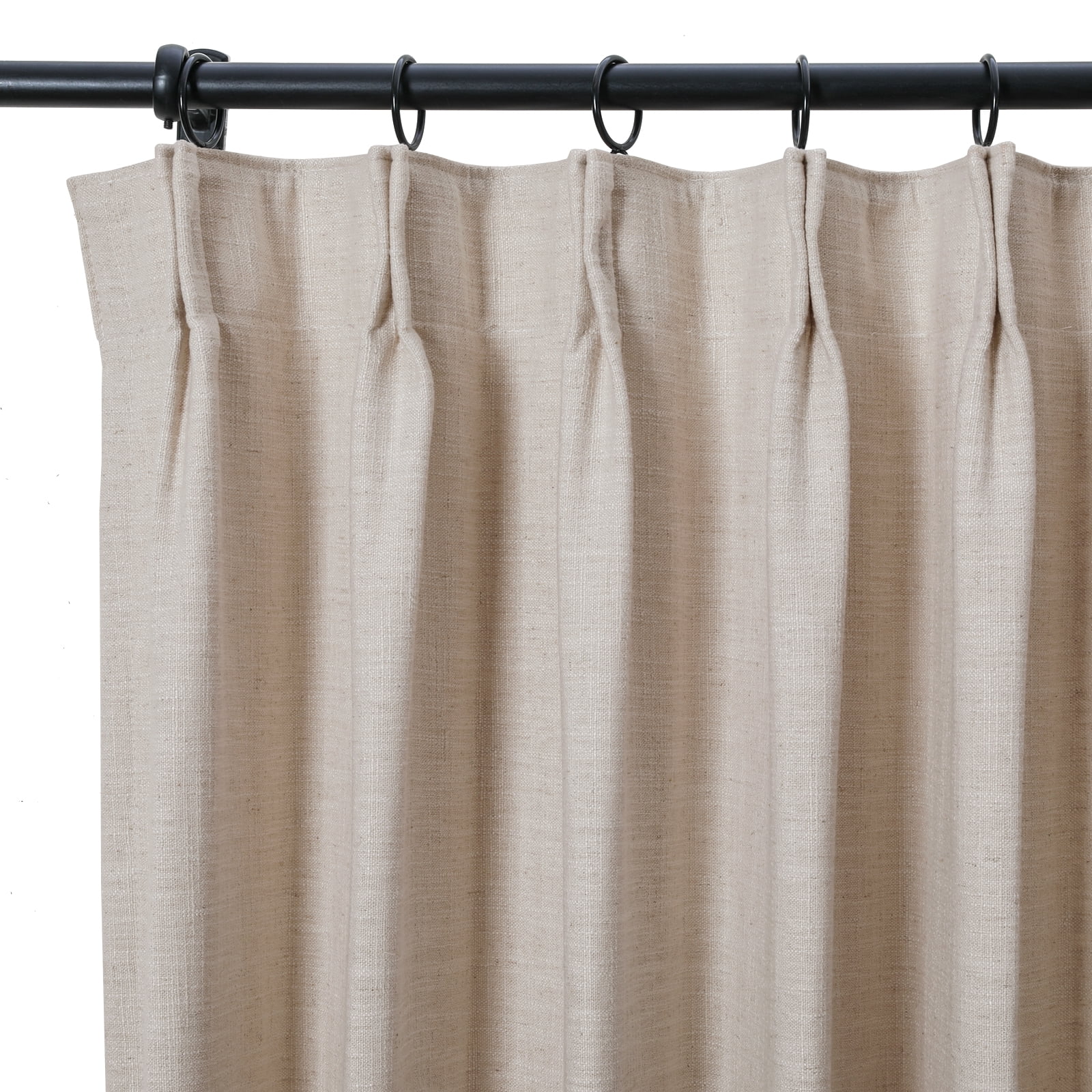 TWOPAGES Polyester Linen Curtain 72 W X 96 L Inch Pinch Pleat Header Room Darkening Privacy Protection Drape for Bedroom, 1 Panel, Burlywood Birch
