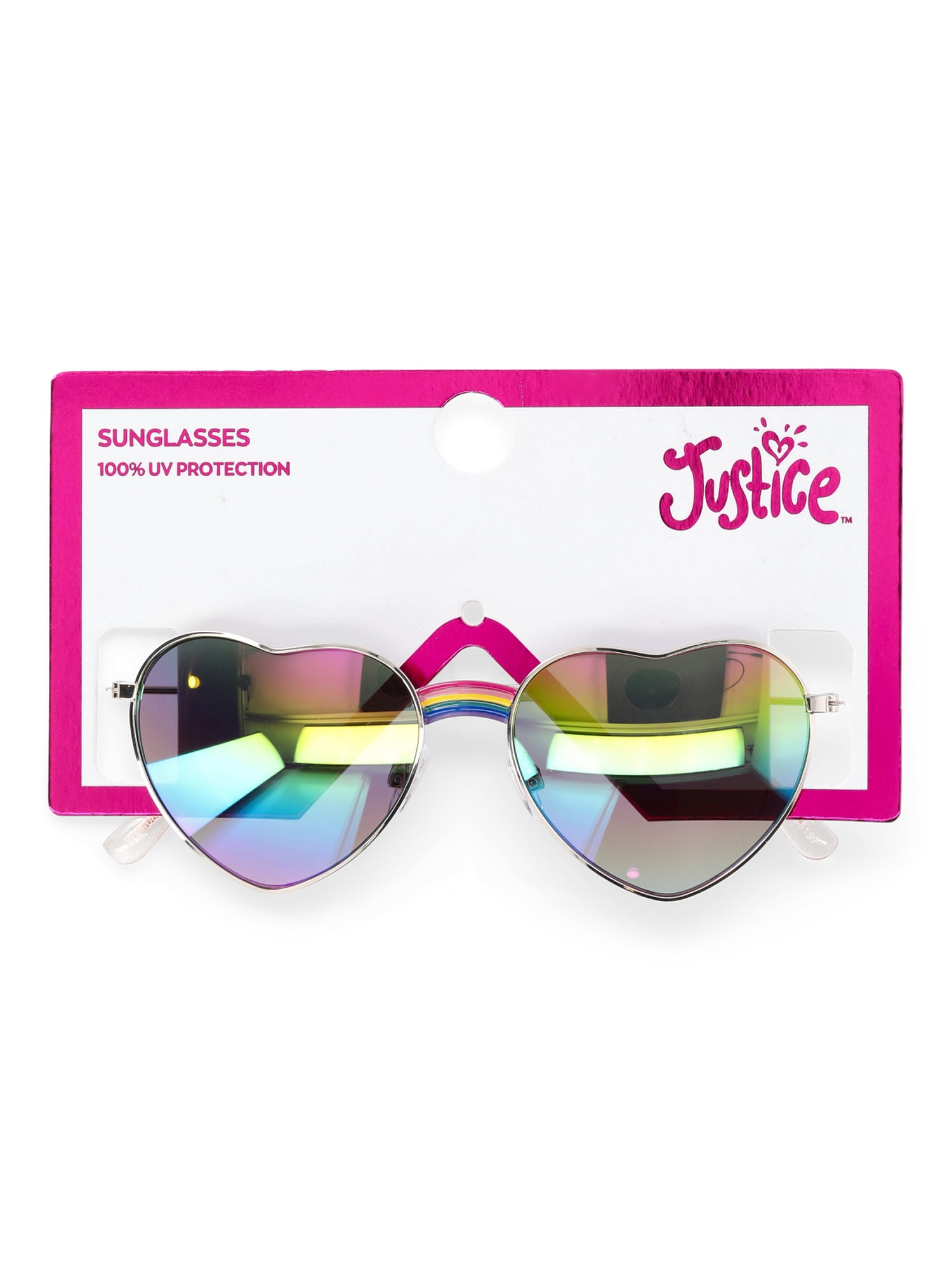 Justice Girl's Rainbow Heart Frame Aviator Sunglasses, Multi