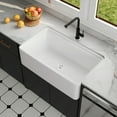 thumbnail image 4 of White Fireclay 33 in. Single Bowl Farmhouse Apron Workstation Kitchen Sink with Accessories, 4 of 17