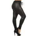 thumbnail image 2 of Women's Plus Size Casual Faux Leather Side Pockets Drawstring Pants, 2 of 4