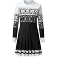 thumbnail image 4 of Lilgiuy Women Casual Round Neck Christmas Deer Snowflake Print Long Sleeve Mini Dress, 4 of 5
