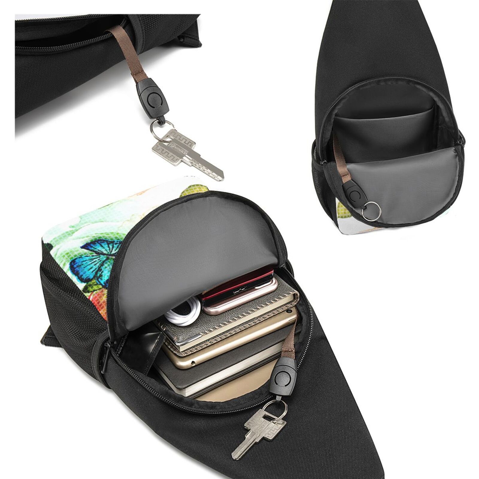 Xecao's Floral Vintage Print Sling Bag: A Versatile Chest, Shoulder, and Crossbody Backpack for Casual Days Out, Perfect for Both Men and Women