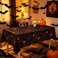 thumbnail image 4 of Halloween Tablecloth with Spiderweb Design - Waterproof Plastic - 107.87x53.94in - Black & White, 4 of 5