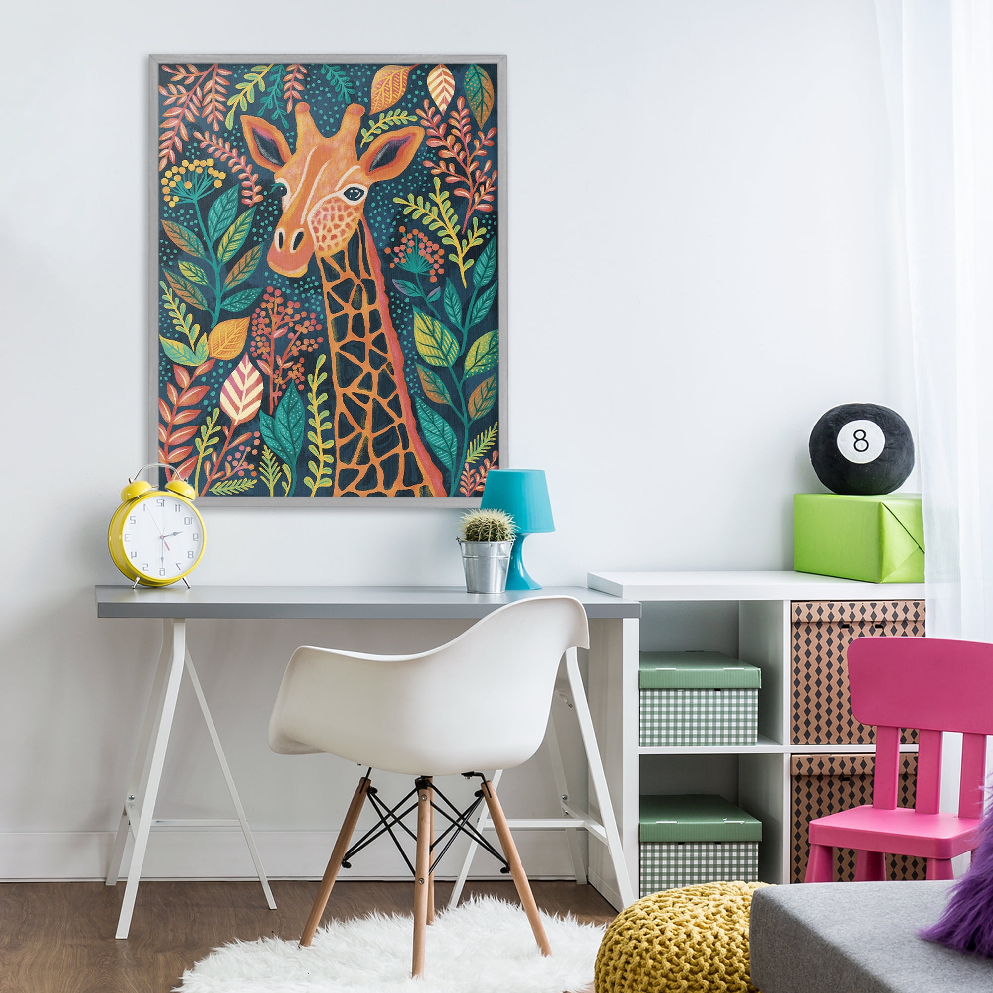 Stupell Industries Exotic Leaf Pattern Giraffe Gray Framed Giclee Art, design by Lisa R Dumm