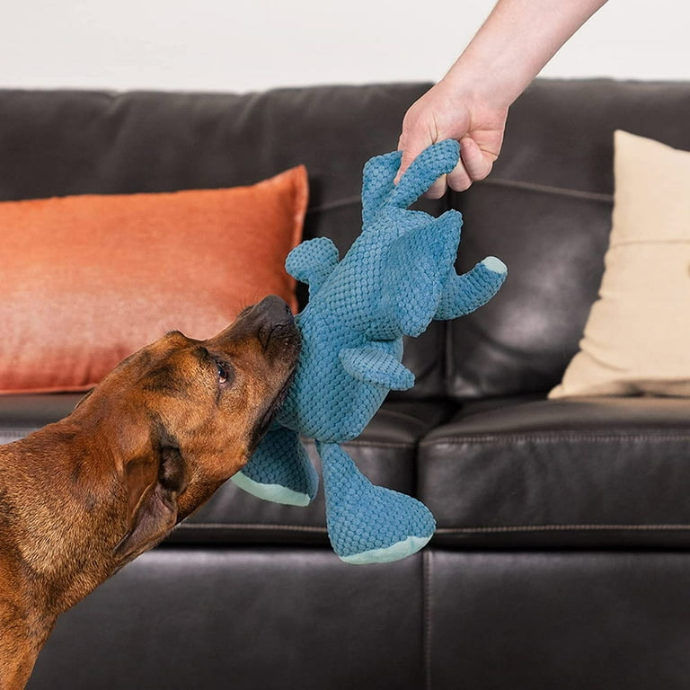 goDog Checkers Squeaky Elephant Plush Toy for Puppies, Chew Guard