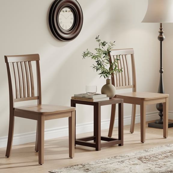 AFO Wood Dining Chairs Set of 2 with Curved Backrest for Kitchen and Dining Room,Light Brown