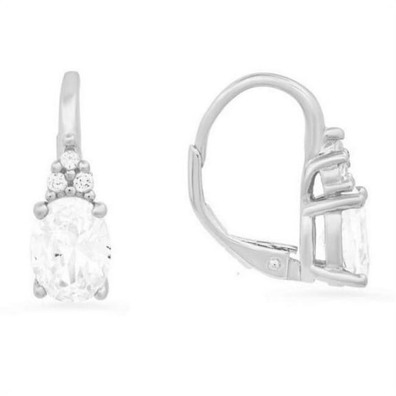 Sterling Silver Cubic Zirconia Leverback Earrings