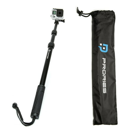 PRORIES Action Selfie Stick for GoPro Hero & Session, Action Cams - Best Aluminum Waterproof Monopod - Extends 17-40 Inch. - Aluminum Tripod Mount, Thumb Screw, Carrying Bag, Phone