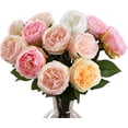 thumbnail image 6 of UKELER Artificial Roses 4 Pcs Real Touch Artificial Flowers Champagne Austin Rose Peony with Stem for Home Decor Flower Arrangement Wedding Party Decoration, 6 of 9
