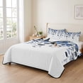 thumbnail image 2 of Twin XL Quilt Set 68''x98'', Blue Eucalyptus Leaves Lightweight Summer Bedspread Coverlet Set with 2 Pillow Shams, Summer Botanical Watercolor Breathable All Season Quilt Bedding for Dorm/Guest Room, 2 of 9