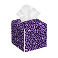 thumbnail image 1 of Balery Purple Leopard Porta Pañuelos de Cuero con Estampado – Funda Moderna Cuadrada para Caja de Pañuelos, Dispensador 5x5x5'', 1 of 7