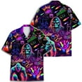 thumbnail image 2 of Retro Neon Bigfoot Bowling Hawaiian Shirts For Men Cat Neon Short Sleeve Button Down Shirt Men TO1, 2 of 7