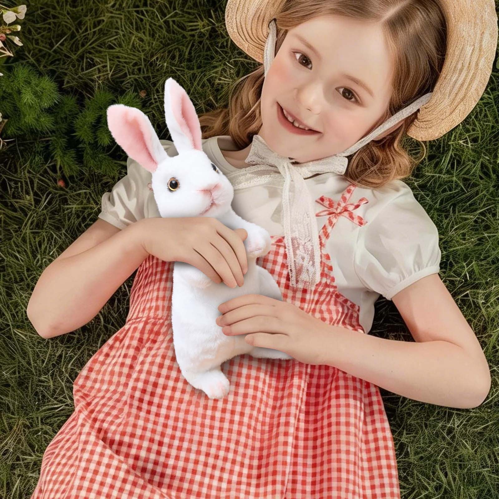 CHELIASD Realistic Stuffed Bunny Plush Toy Lifelike Soft Stuffed Animal with Multiple Colors Cute Easter Bunny Plushie for Kids Toddlers Perfect for Easter Home Tabletop Decor
