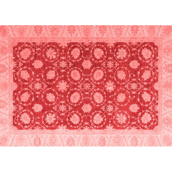 Ahgly Company Machine Washable Indoor Rectangle Oriental Red Modern Area Rugs, 2' x 4'