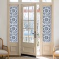 thumbnail image 2 of Blue Floral Window Privacy Film, Ethnic Boho Botanical Geometric Art Static Cling UV Sun Blocking Heat Control Window Tint Day and Night, Non-Adhesive One Way Windows Privacy Cover 17.7''x78.7'', 2 of 7