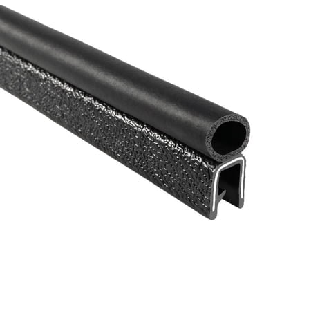 Trim-Lok Trim Seal with Top Bulb - Fits 1/4 Edge, 7/16 Bulb Seal Diameter, 25 Length - PVC Plastic Trim with EPDM Rubber Seal, Easy to Install for Cars, Boats, RVs, Trucks, and Home Applications, Blac