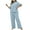 Blue, variant on Jamicy Women Sleepwear Pajamas Set Gift for Women Women Pajamas Set Plus Size Soft Short Sleeve Pjs Tops with Long Pants Button-Down Sleepwear Nightwear Loungewear