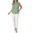 thumbnail image 2 of INSPIRE CHIC Summer Check Top for Women's 1950s Vintage Button Up Dressy Casual Blouse L Green, 2 of 6