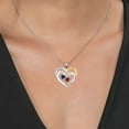 thumbnail image 3 of Gem Stone King Two Tone Blue Created Sapphire White Moissanite Red Garnet `Forever in My Heart` Engraved Pendant Necklace for Women (1.52 cttw, Heart Shape 5MM, 18 inch Chain), 3 of 3