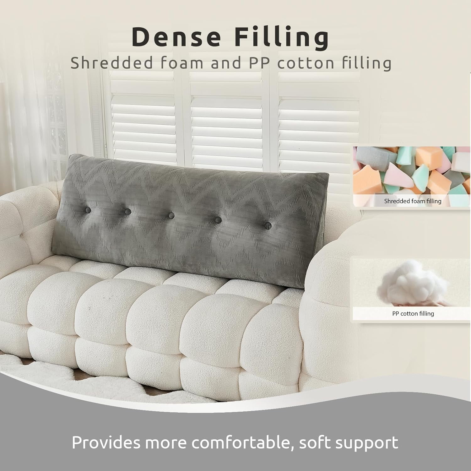 Headboard Pillow for Bed,Triangular Wedge Pillow Headboard Soft Support While Reading and Resting,Bed Bolster Cushion Headboard with Removable Cover, Queen (59"x8"x20")