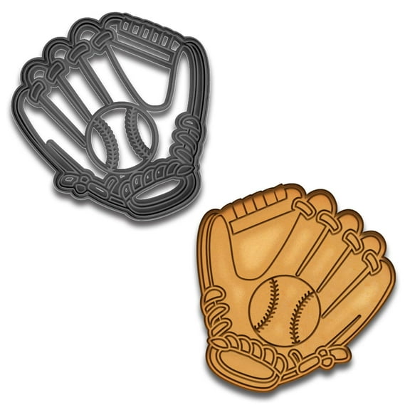 Baseball Glove Cookie Cutter with Ball - 4x3.79", Sports Theme Baking Tool for Baseball Lovers (Random Color)