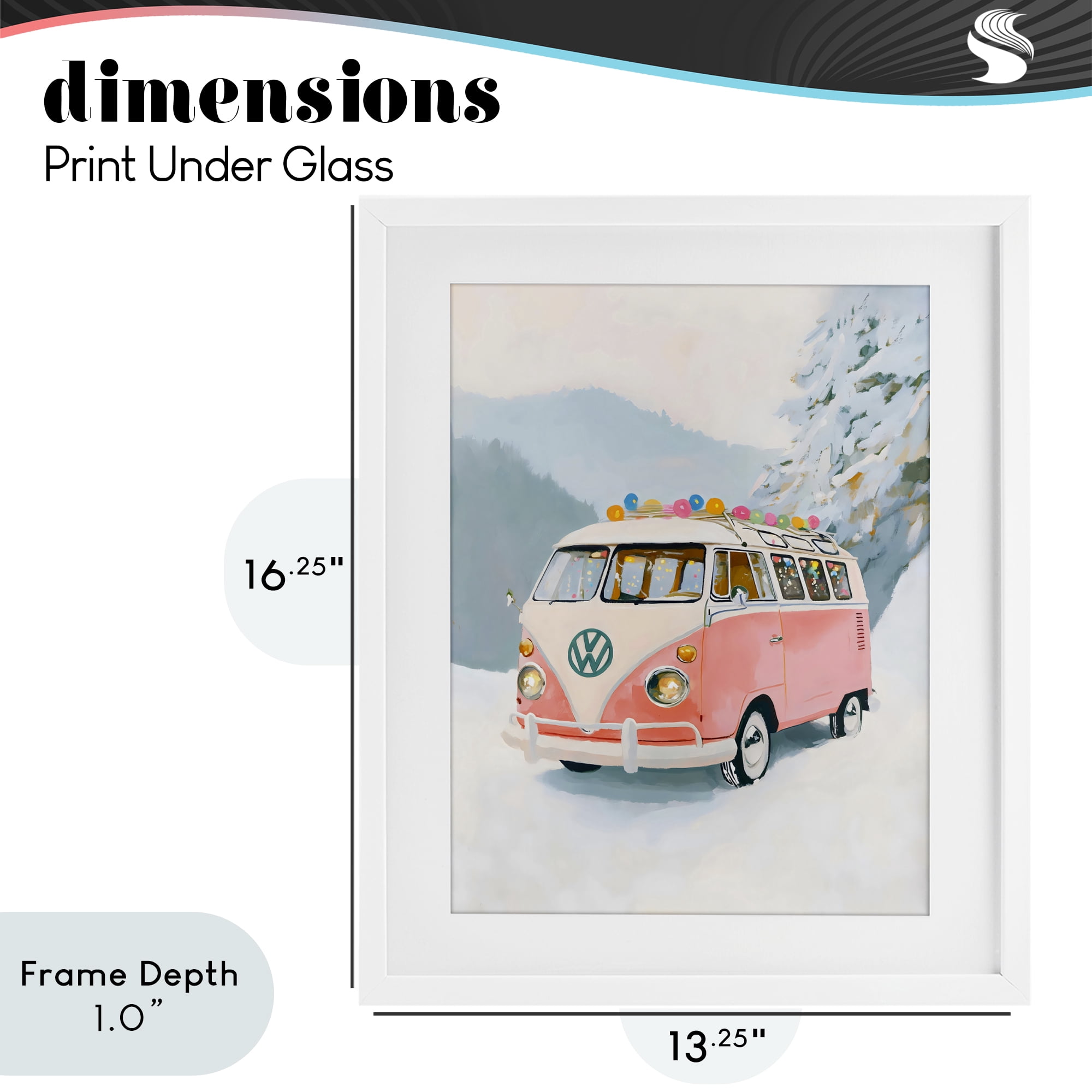 Stupell Industries Pink Christmas Van in Snow White Framed Print Under Glass, design by The Prints Vibe
