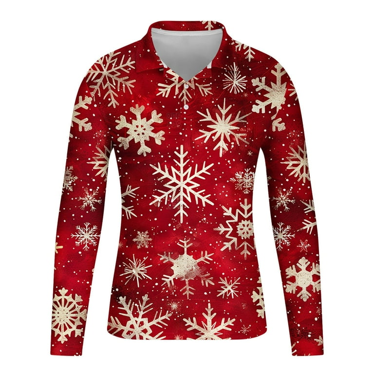 Jjayotai Mens Christmas Polo Shirts Clearance, Snowflake Print