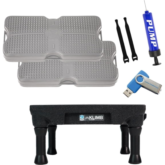 Blue-9 KLIMB Training Bundle with 2 Propel Platforms, Pump & Videos, Black