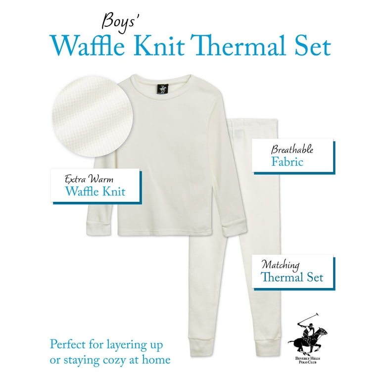 Beverly Hills Polo Club Boys' Thermal Underwear - 6 Piece Waffle Knit Top  and Long Johns (2T-18) 