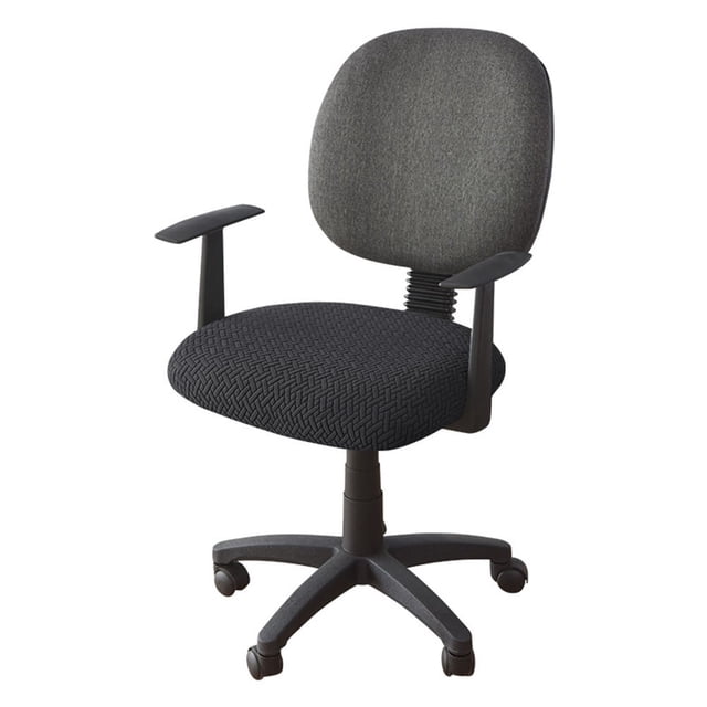 MYG Housse de Chaise de Bureau Noire Résistante à l'Eau Extensible Jacquard Élastique Housses 2 Pcs pour Chaise d'Ordinateur de Bureau Housse Extensible