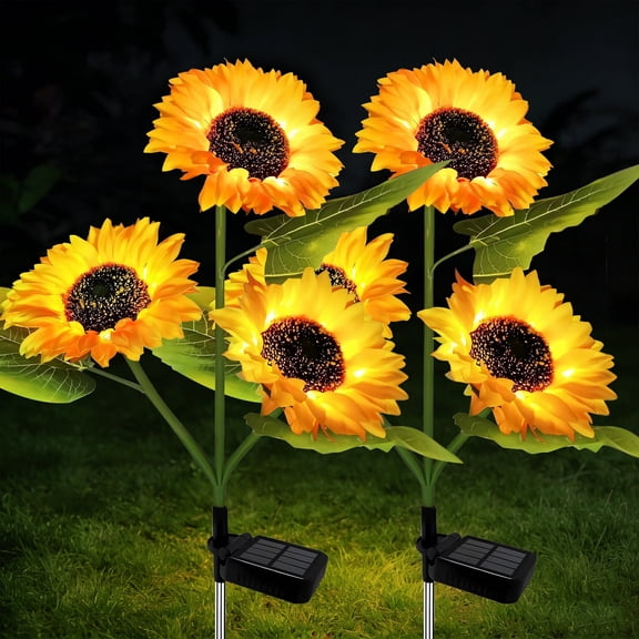 DAYBETTER 2Pack Sunflower Solar Lights, Solar Powered Outdoor Lights with 2Modes, IP65 Waterproof, Auto on/off Solar Outdoor Lights for Patio, Garden Decor, Mother's Day