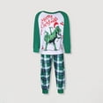 thumbnail image 2 of Ensemble de Pyjama Familial 2 Pcs Col Ras du Cou Imprimé Dinosaure Tenue Quotidienne (Vert P Papa), 2 of 9