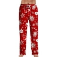 thumbnail image 2 of Garbnen Christmas Men's Pajama Pants Santa Graphic Wide Leg Sleep Pants Men Big and Tall Fall Winter Funny Merry Xmas Print Comfy Men’s Lounge Pants, 2 of 6