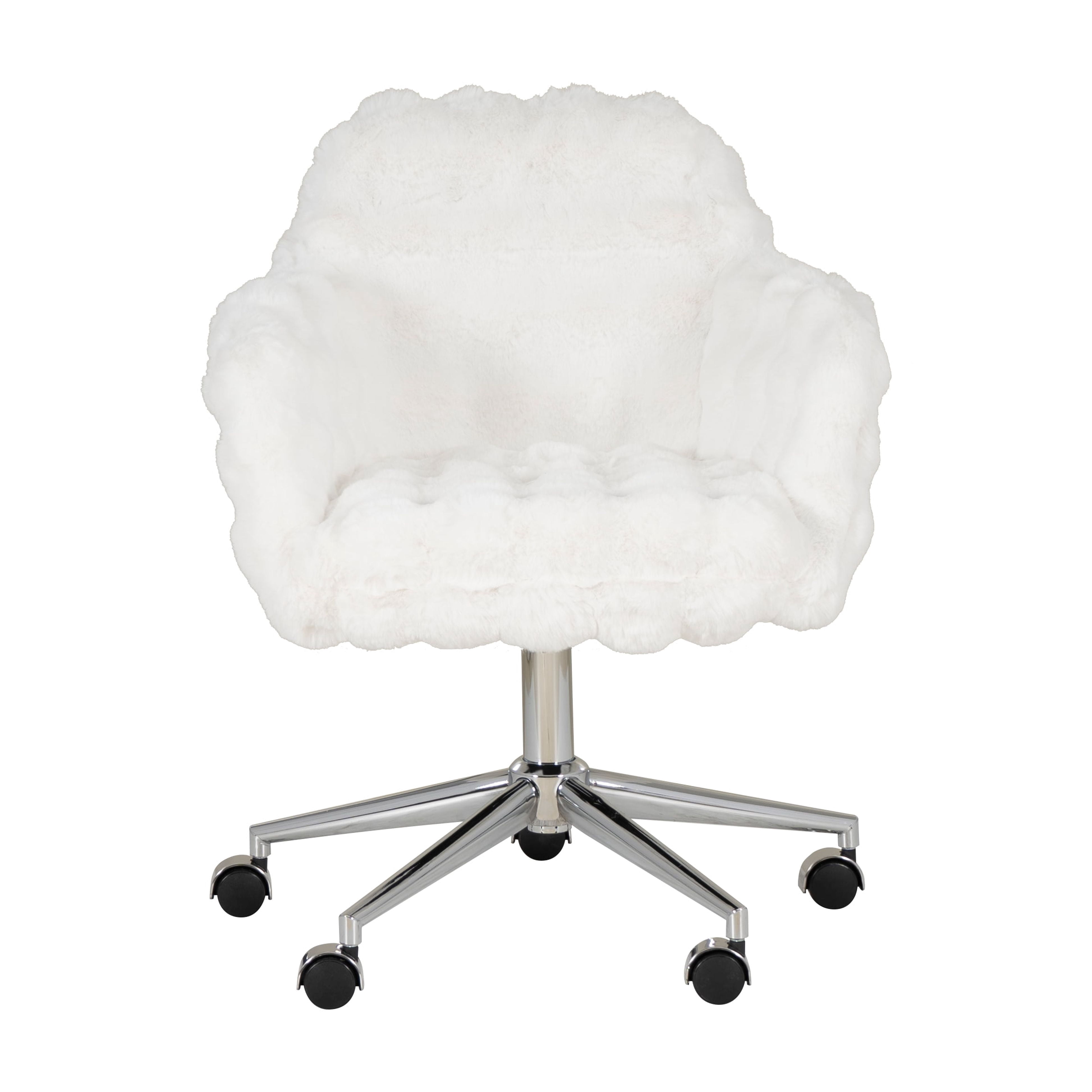 Linon Fiona Office Desk Chair with Adjustable Height and Swivel, White Cloud Bubble