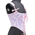 thumbnail image 4 of Xfvqtps Womens Vintage Floral Embroidery Grommet Lace up Tie Front Corset Bustier Shapewear Top Blue, 4 of 8