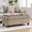 Khaki, variant on 45 Inch Large Storage Ottoman Bench with Wooden Tray Coffee Table, Khaki Chenille Upholstered Foot Rest, Multifunctional Foot Stool Ottoman for Living Room, Bedroom & Entryway, Solid Wood Legs