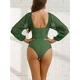 thumbnail image 3 of DARING DIVA Women's 1 Piece Cut Out Ring Plunge Neck Shirred Bikini S Army Green, 3 of 6