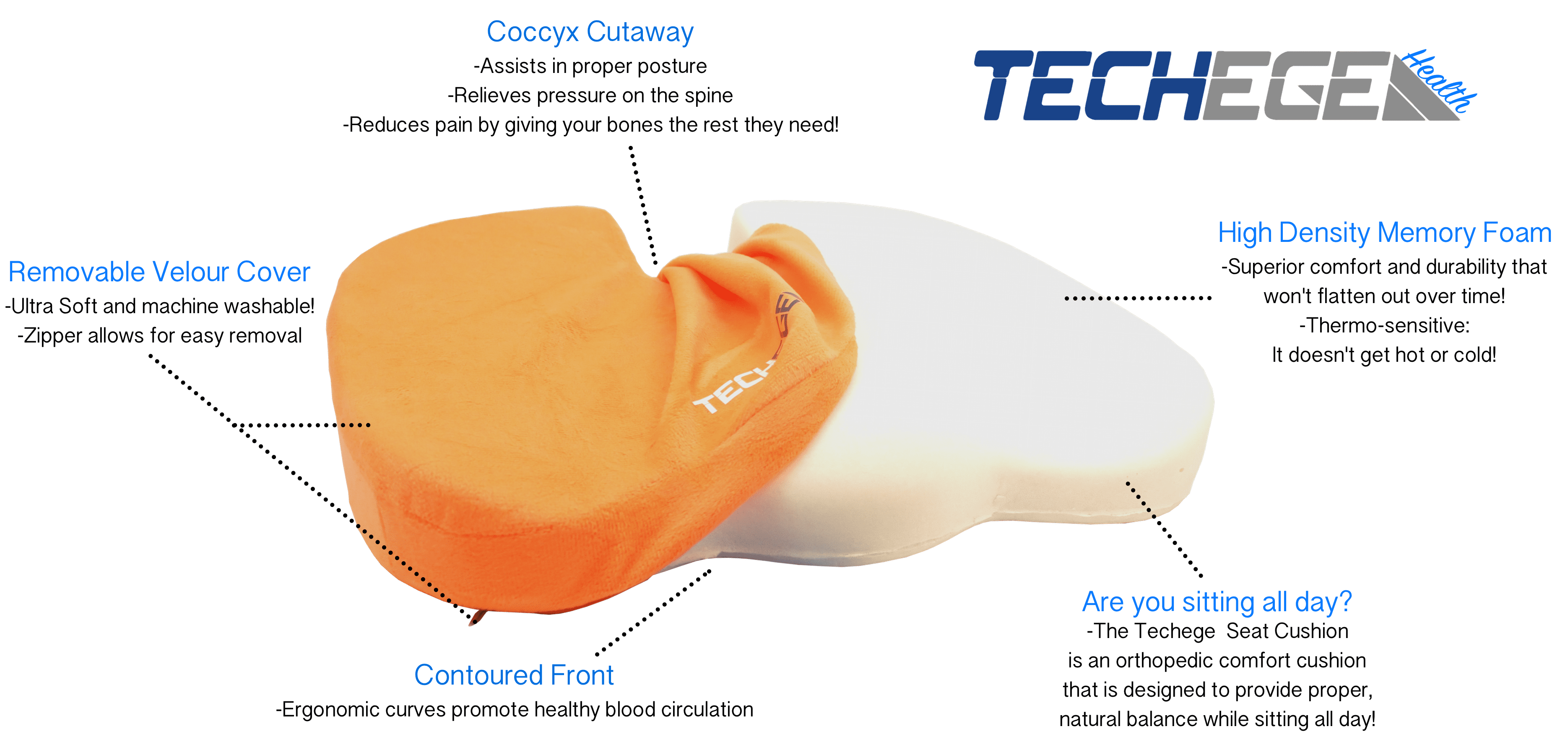 Premium Memory Foam Seat Cushion Pain Relief for Coccyx, Tailbone