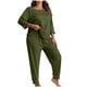thumbnail image 5 of Conjunto de pantalones y blusa de poliéster para mujer, de talla grande, a la moda, de manga larga y color liso, informal, para estar en casa, 5 of 5