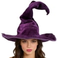 thumbnail image 3 of Wide Brim Curly Peak Halloween Witch Costume Hats for Women Soft Lightweight Foldable Wizard Headwear Decorative Accessory for Night Party Wear,Purple, 3 of 6