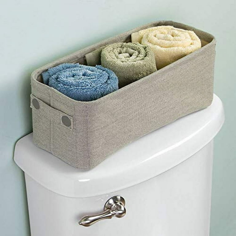 mDesign Small Fabric Bathroom Storage Bin with Coated Interior