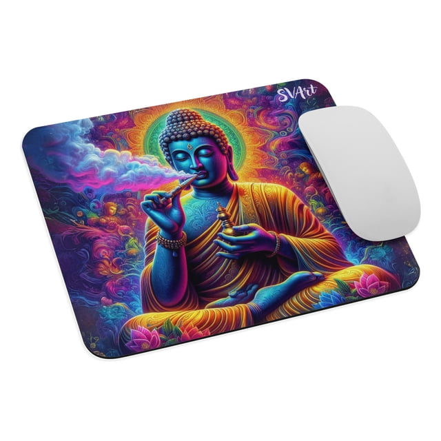 Mouse Pad SVART de Superficie Suave, base antideslizante, con diseño orginal de Buda Gautama, Diseño4, 22*18 cm