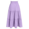 thumbnail image 4 of CUZIBR Youth Girls Skirts Bohemian Solid Color High Waist Casual Ruffled Tiered Flowy Breathable Loose Fit Tunic Long Skirt Summer Comfortable A-Line Vacation Beach Dailywear,Purple,14-15 Years, 4 of 7