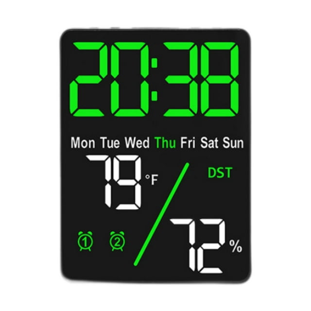 Reloj despertador digital de escritorio perfecl con pantalla de dígitos grandes 12/24 horas Luz de fondo verde