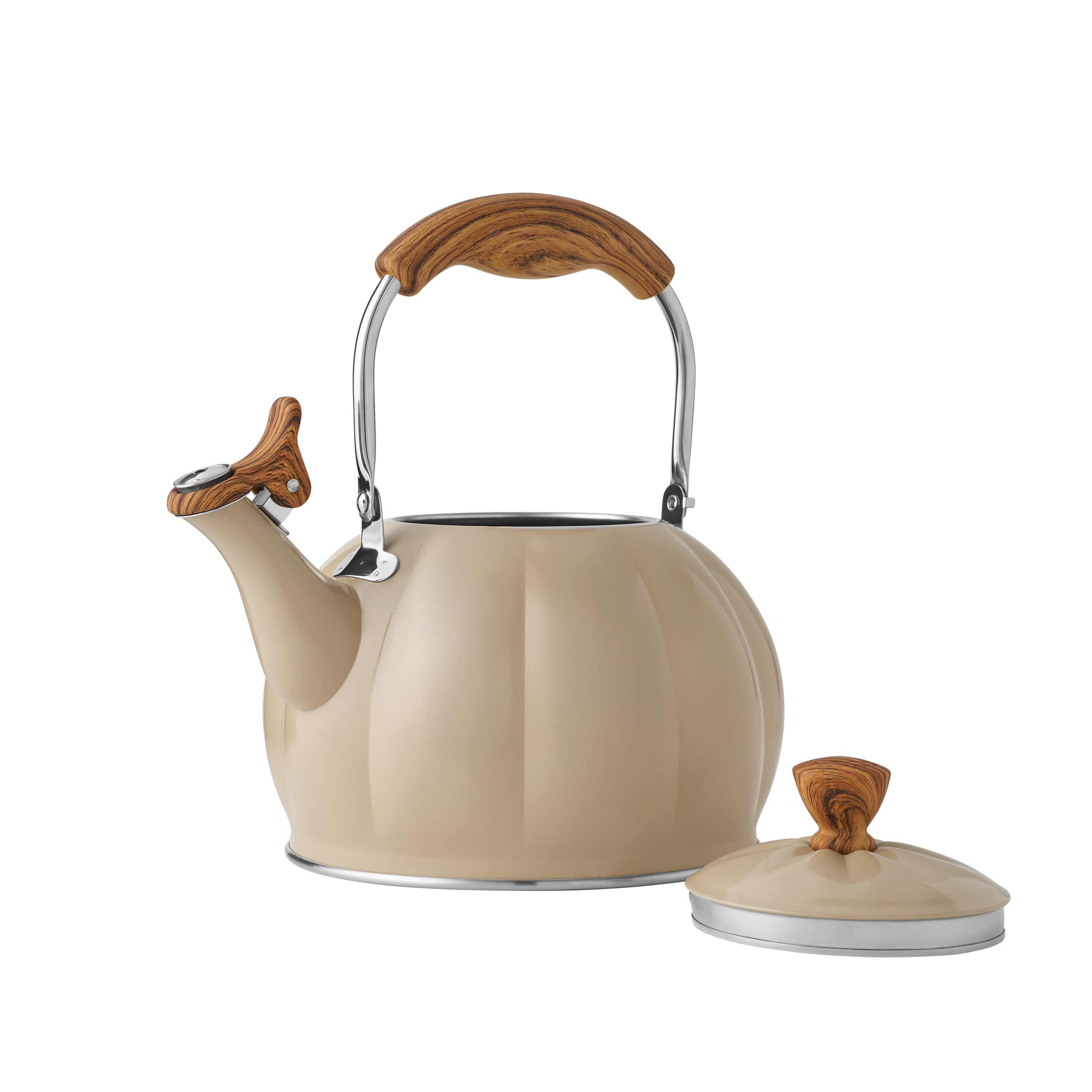The Pioneer Woman Taupe Pumpkin Whistling Tea Kettle with Lid - Hand Wash Only