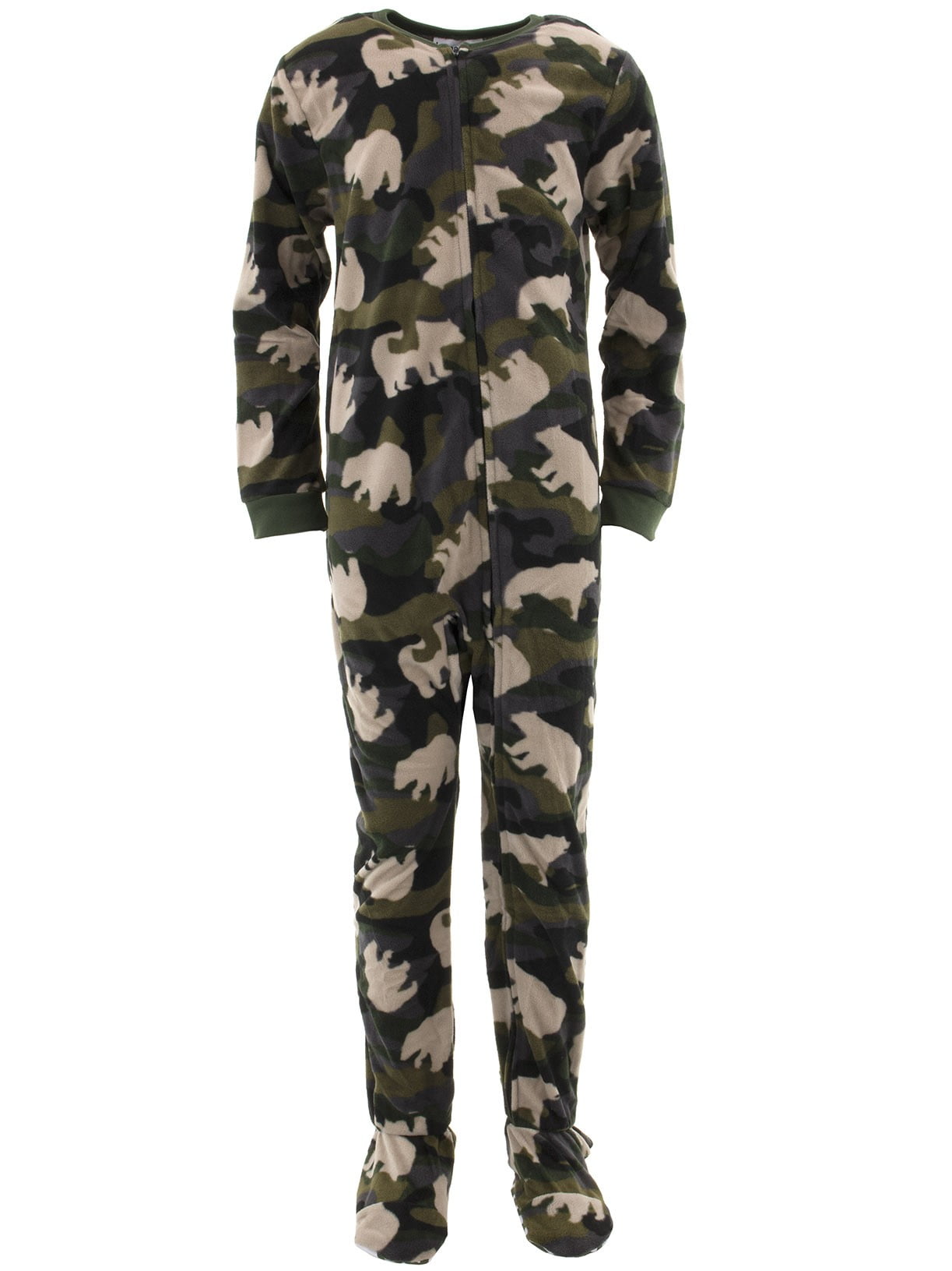 Komar Kids Komar Kids Boys Bear Green Camo Footed Pajamas