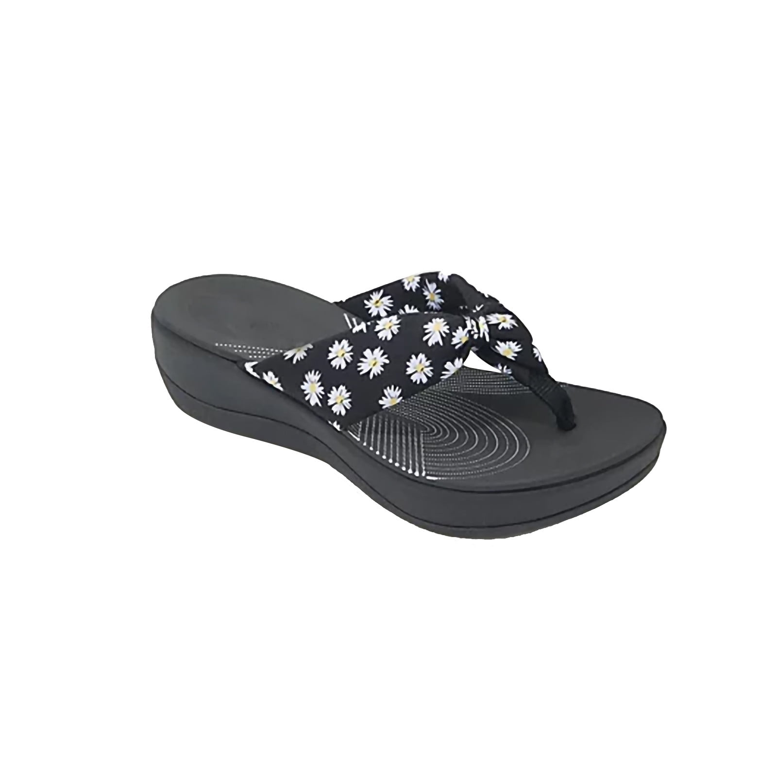 black thick soled flip flops