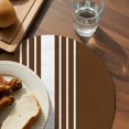 thumbnail image 3 of Brown White Stripe Round Placemats Set of 2 for Dinning Tables,Heat-proof Braided Table Mats 15 Inch,Modern Rustic Vertical Striped Washable Place Mat for Kitchen Restaurant Party Decor Table Setting, 3 of 9